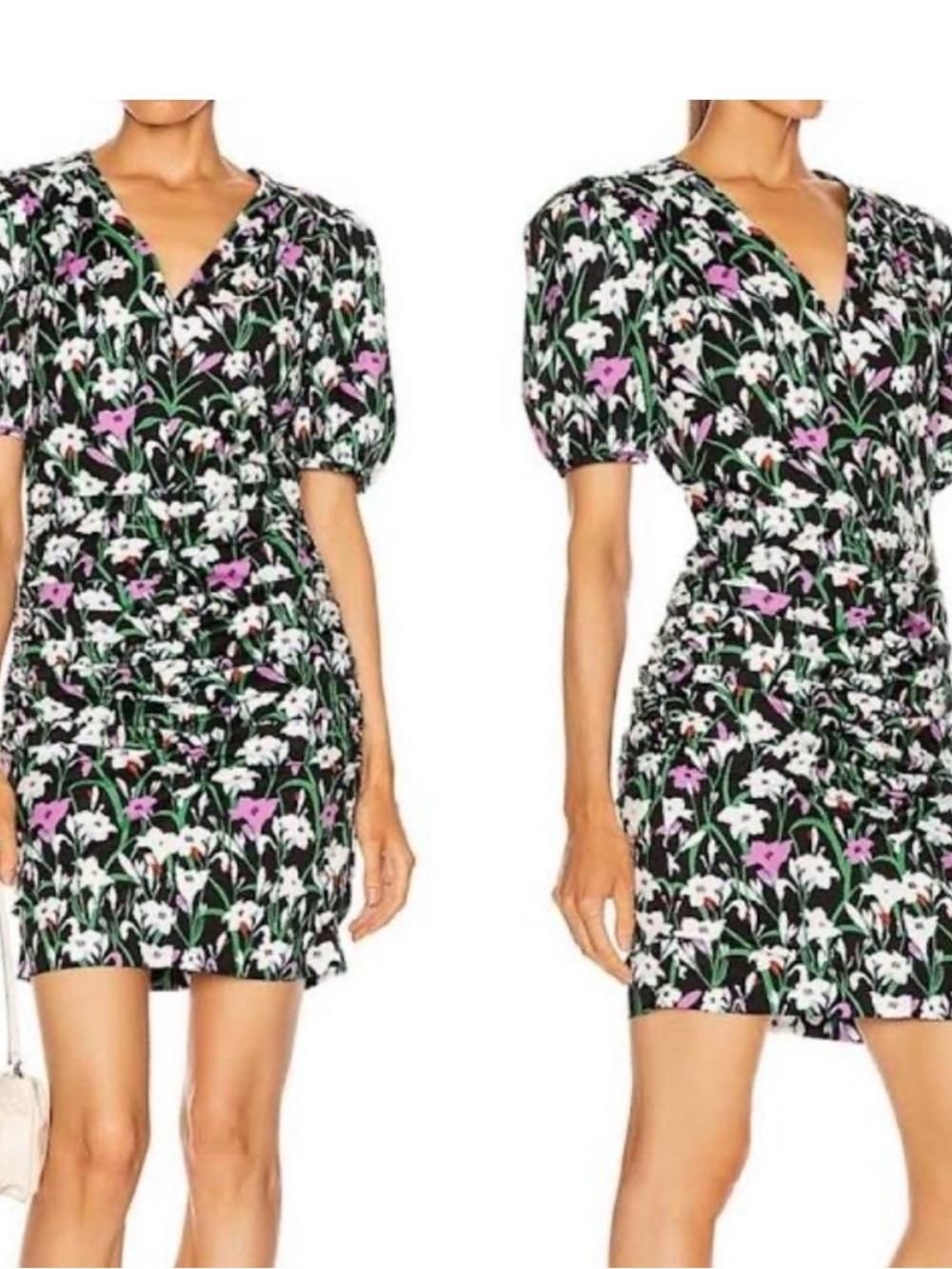 Veronica Beard Black Mini Dress with Pink & White Floral Print